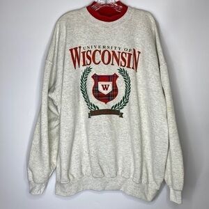 Vintage Santee University Of Wisconsin Embroidered Gray Sweatshirt Size XXXL 90s
